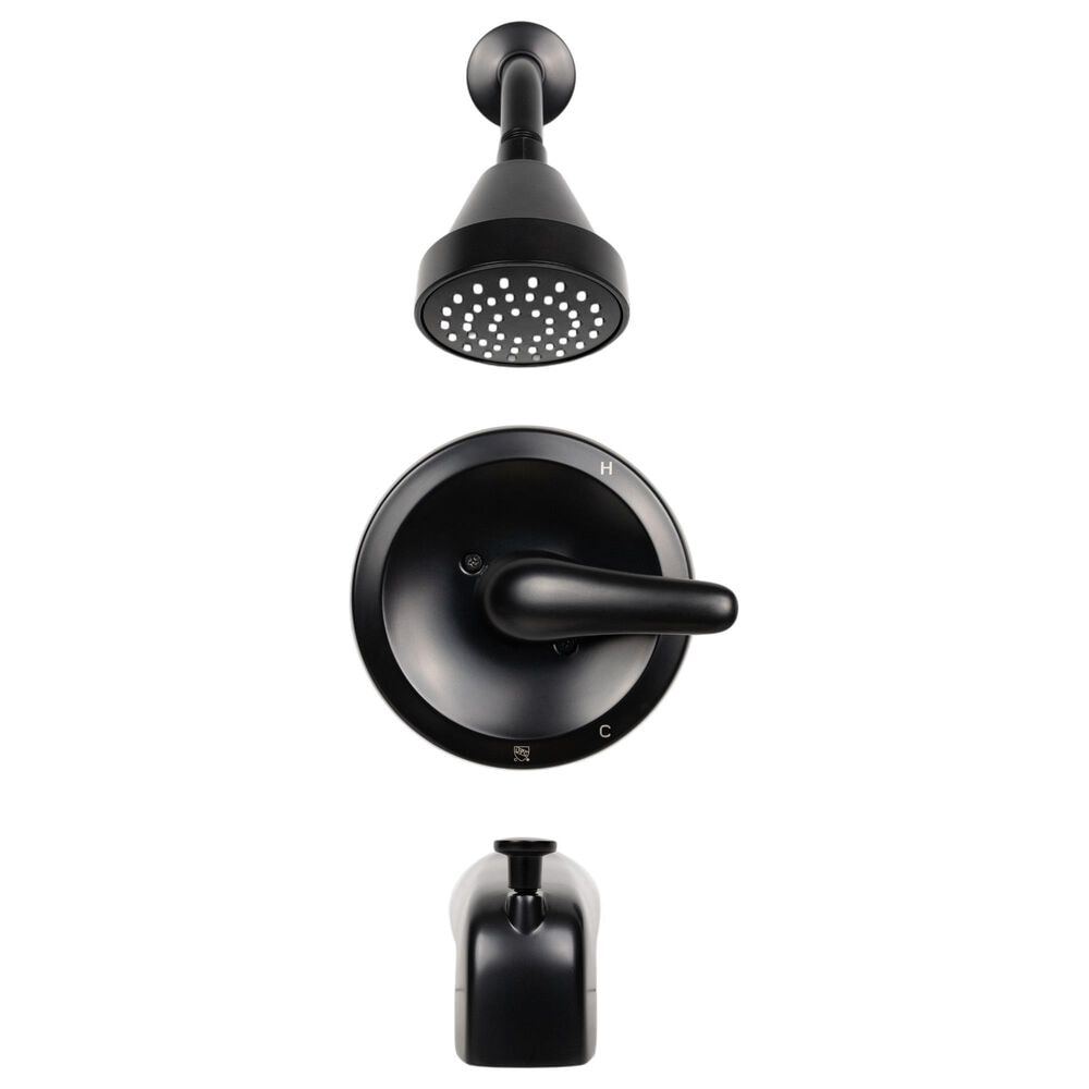MS International 1-Handle 1-Spray Tub and Shower Faucet with Pressure Balance Valve in Matte Black, , large