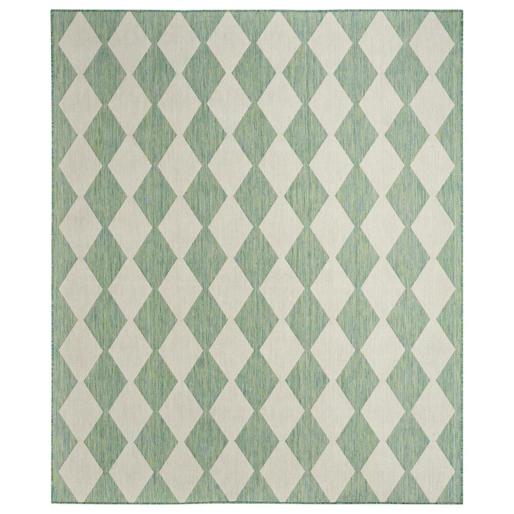 Nourison Positano Geometric Blue and Green 9&#39; x 12&#39; Indoor/Outdoor Area Rug, , large