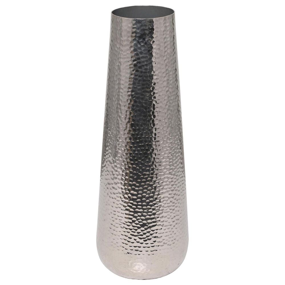 Maple and Jade 25&quot; Tall Hammered Decorative Vase in Polished Silver, , large