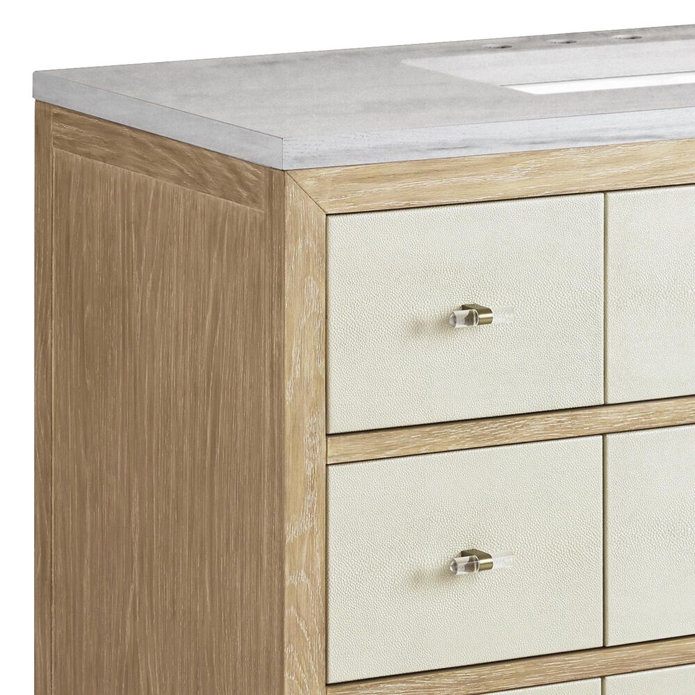 James Martin Vanities Celeste 48&quot; Single Vanity in Sun-washed Oak with Embossed Shagreen and with 3 cm Arctic Fall Solid Surface Top, , large