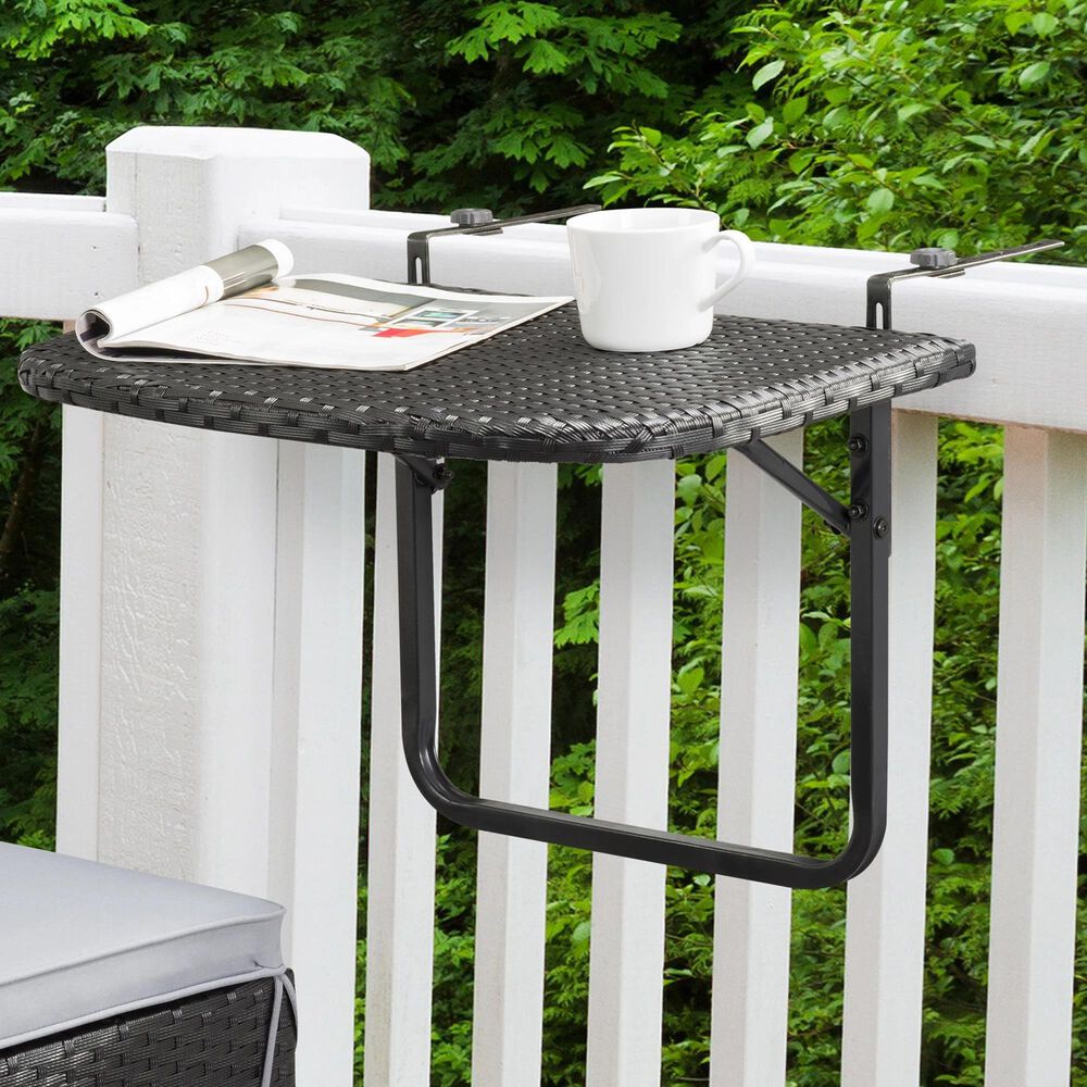 CorLiving Parksville Patio Balcony Table in Black, , large