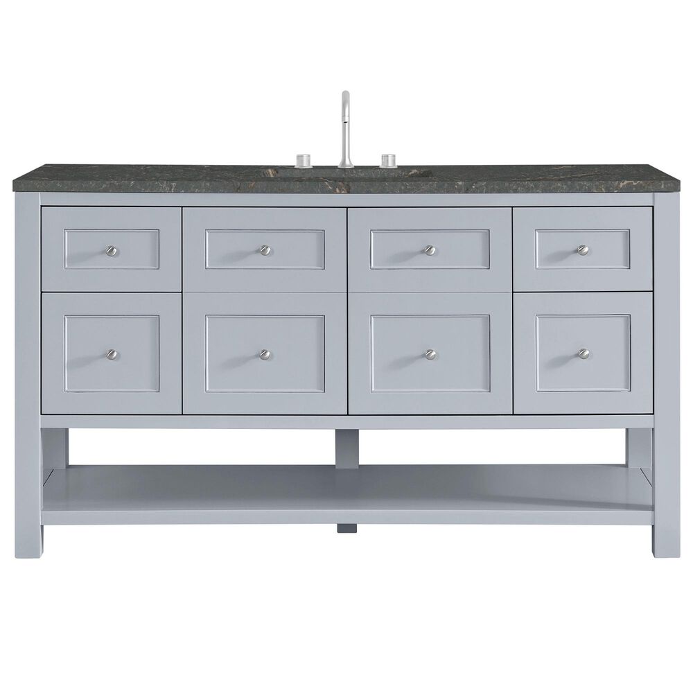 James Martin Vanities Breckenridge 60" Single Bathroom Vanity in Serenity Blue with 3 cm Parisien Bleu Quartz Top, Rectangular Sink and FreePower Wireless Charger, , large