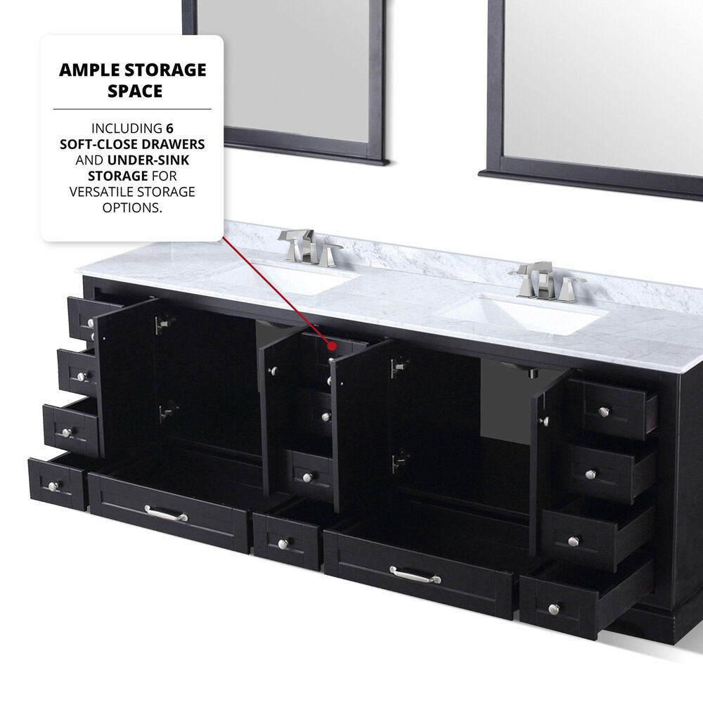 Lexora Home Dukes 84&quot; Double Bathroom Vanity in Espresso with 2 cm White Carrara Marble Top and Rectangular Sinks, , large