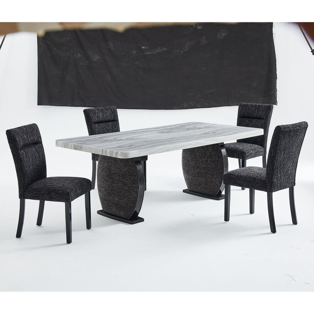 Modern Market 5-Piece Rectangular Dining Set in Black and Grey, , large