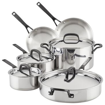 Meyer Corporation 10-Piece 5-Ply Clad Cookware Set in Stainless Steel, , large