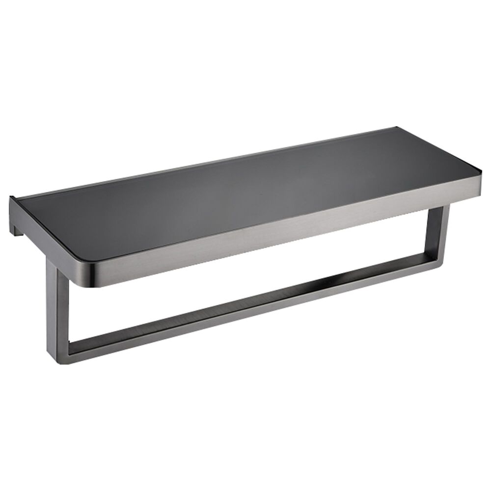 Lexora Home Bagno Bianca Towel Bar with Glass Shelf in Gun Metal and Black, , large