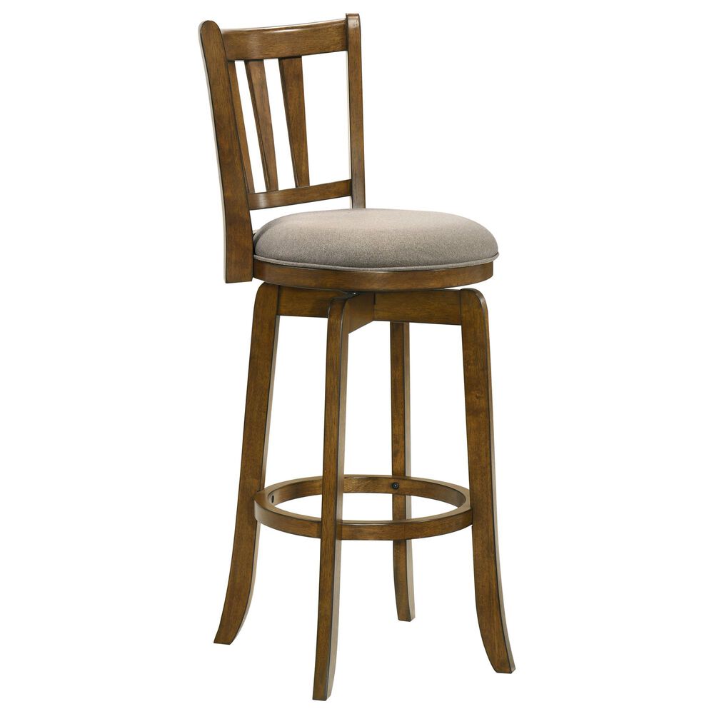 Armen Living Wren Swivel Bar Height Stool with Static Gray Upholstery in Sepia Brown, , large