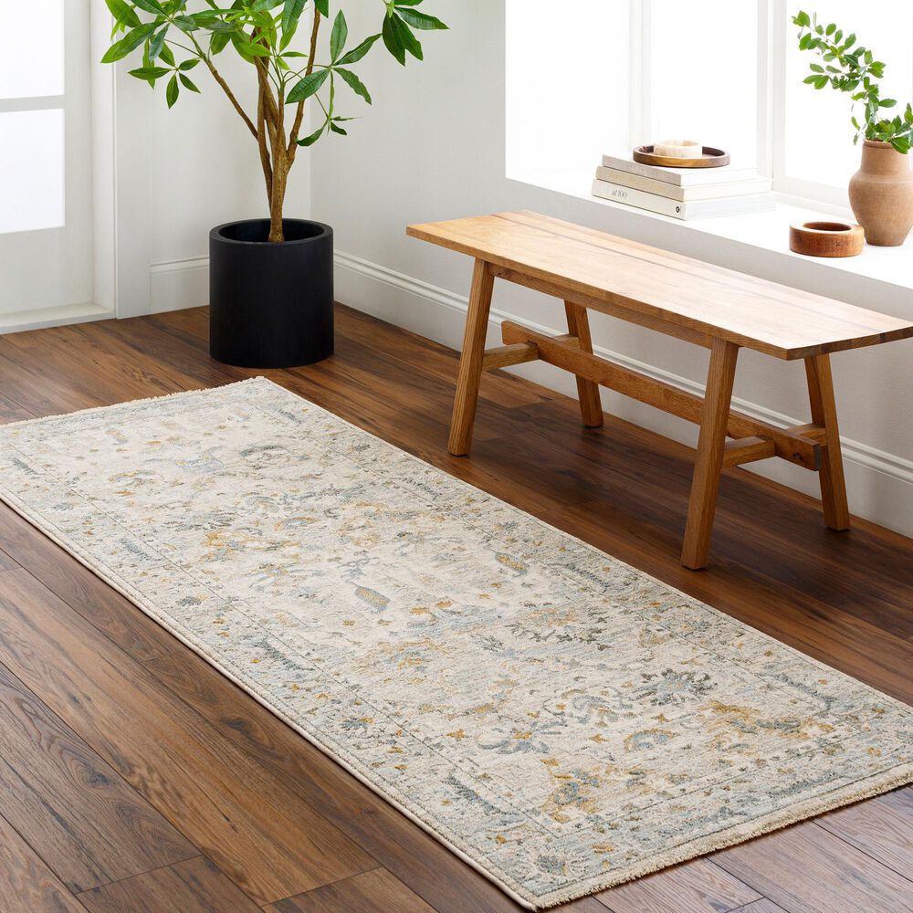 Surya Dresden Off-White, Taupe, Dusty Sage, Deep Teal, Light Gray, Olive and Mustard 2'7" x 7'3" Runner, , large