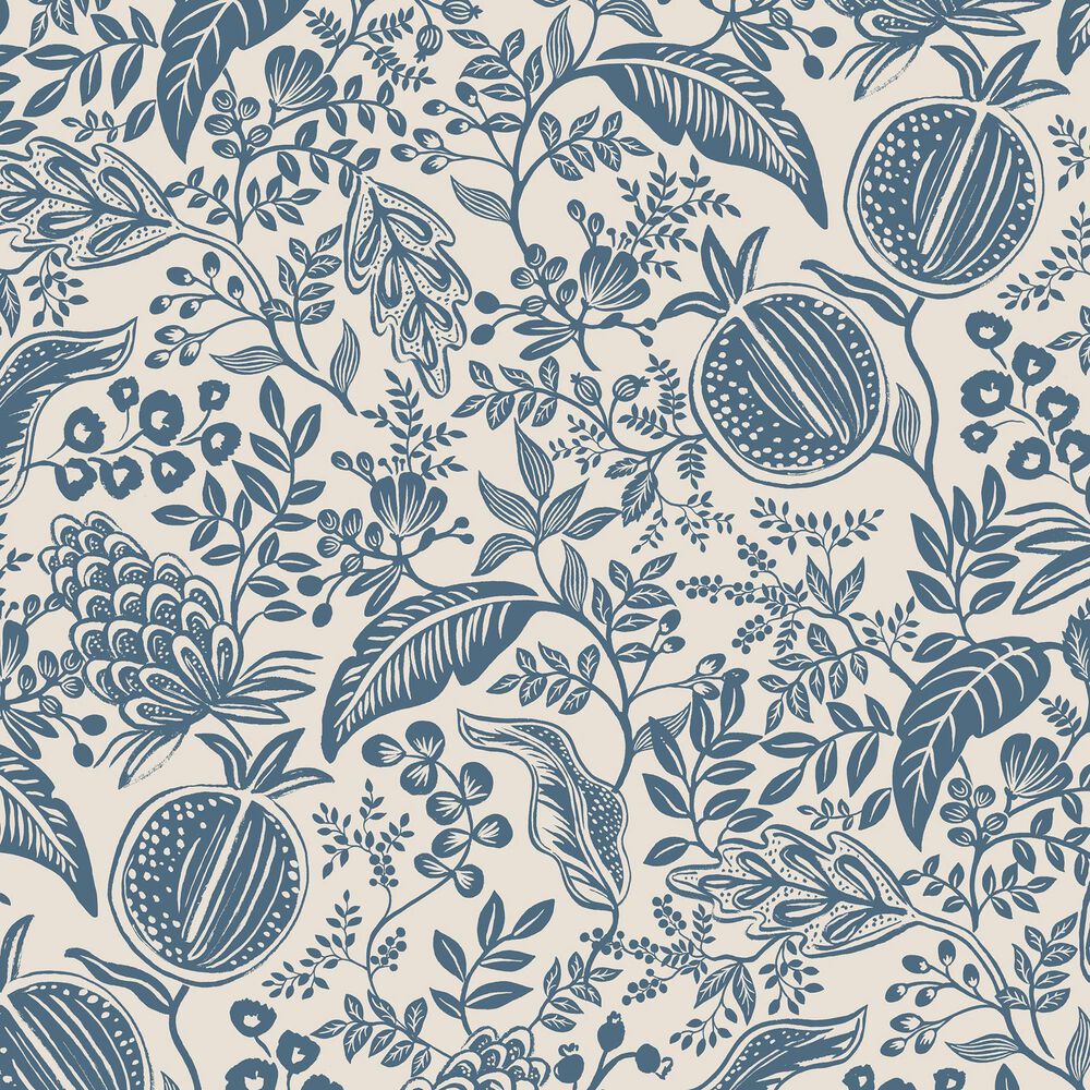 Rifle Paper Co Crafted by Cloth and Company Mayfair Full Headboard in Peacock Blue/White, , large