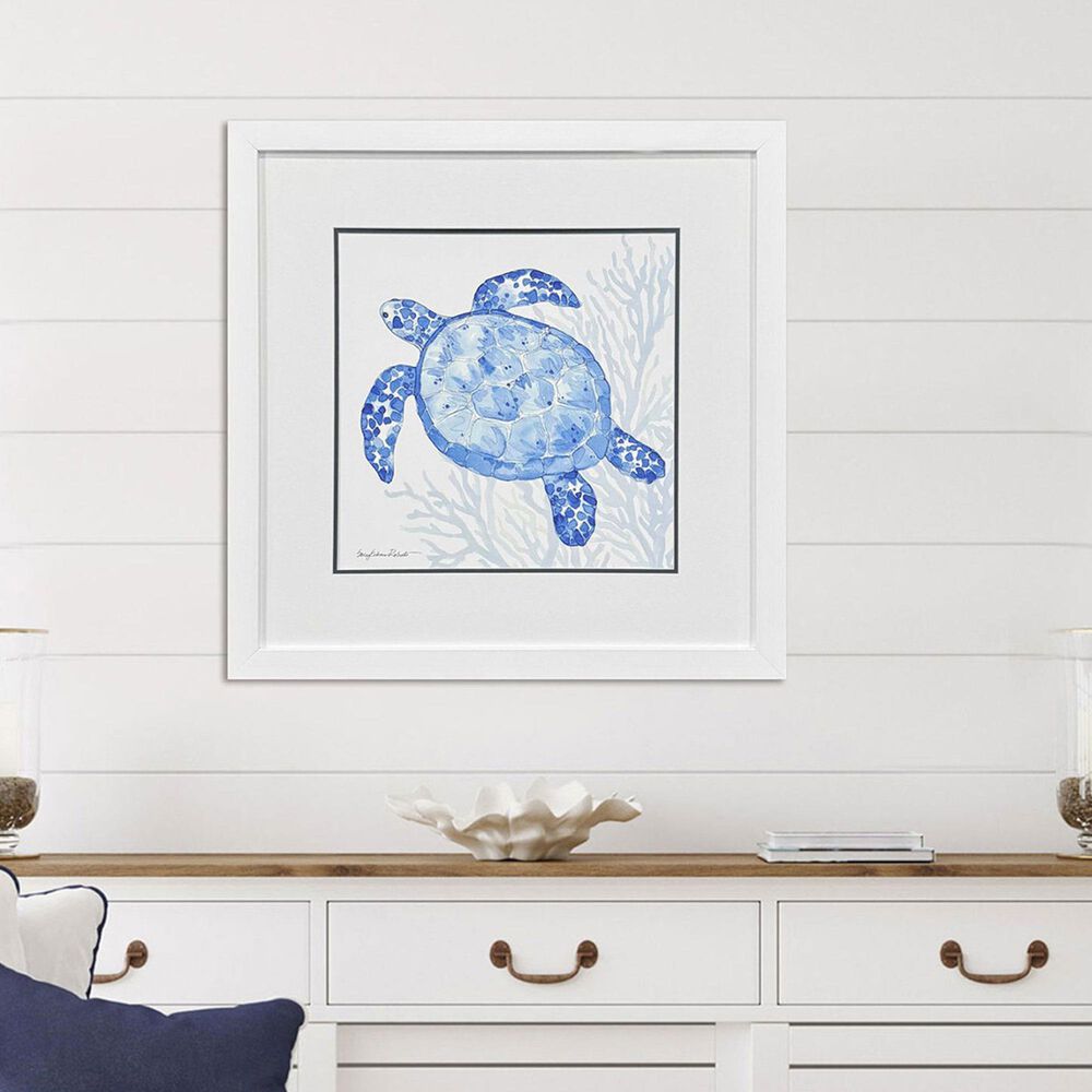 Paragon 29" Square Indigo Ocean Turtle Wall Art in Blue, , large