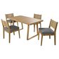 Hearth and Haven 5-Piece Outdoor Wooden Dining Set with U-Leg Table and Cushioned Chairs in Gray, , large