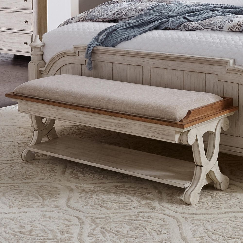Belle Furnishings Farmhouse Reimagined Bed Bench in White, , large