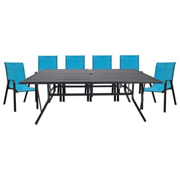 Redline Creation Inc. 7-Piece Patio Dining Set in Matte Black and Turquoise Blue, , large