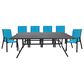 Redline Creation Inc. 7-Piece Patio Dining Set in Matte Black and Turquoise Blue, , large