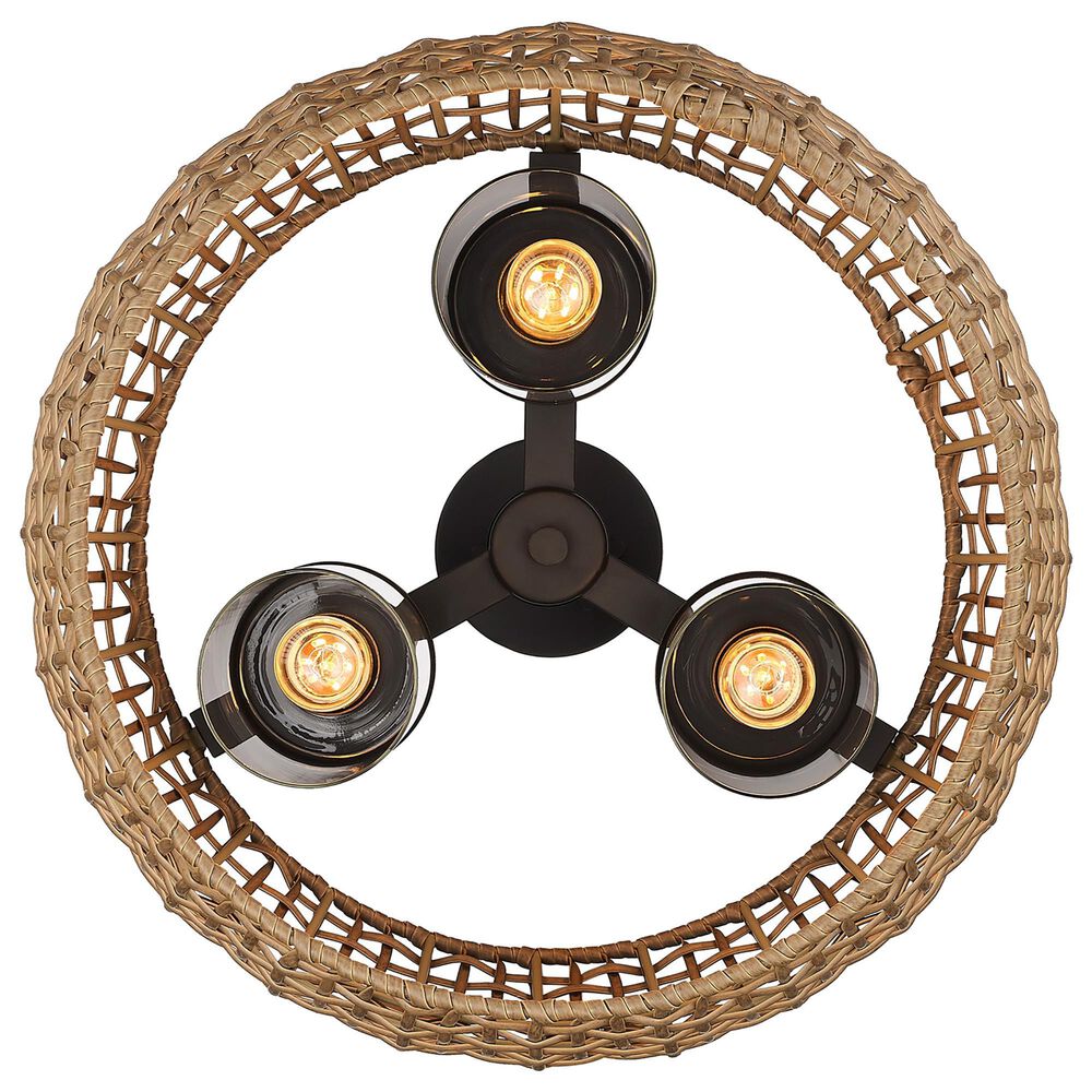 Golden Lighting Piper 3-Light Outdoor Semi-Flush with Natural Shade in Black, , large