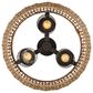 Golden Lighting Piper 3-Light Outdoor Semi-Flush with Natural Shade in Black, , large