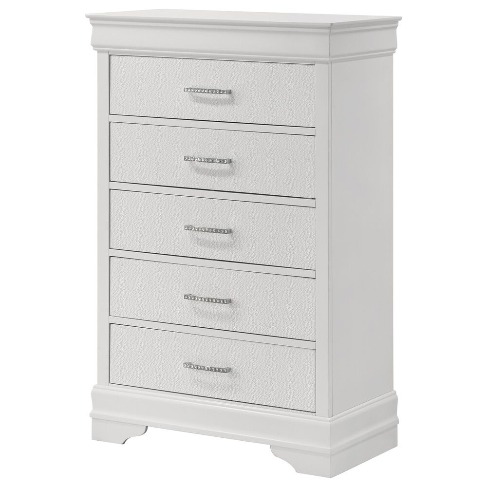 Crown Mark Amalia 5-Piece Queen Bedroom Set in White, , large