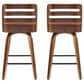 Lumisource Trevi Swivel Counter Stool with Orange Cushion in Walnut and Black (Set of 2), , large