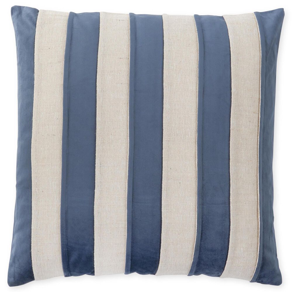 K & K Interiors 20" Square Throw Pillow in Blue and Natural, , large