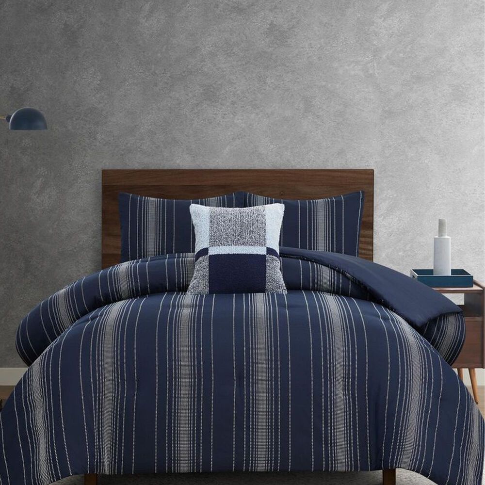 BCP Home Harper Navy 3PC King Comforter Set, , large