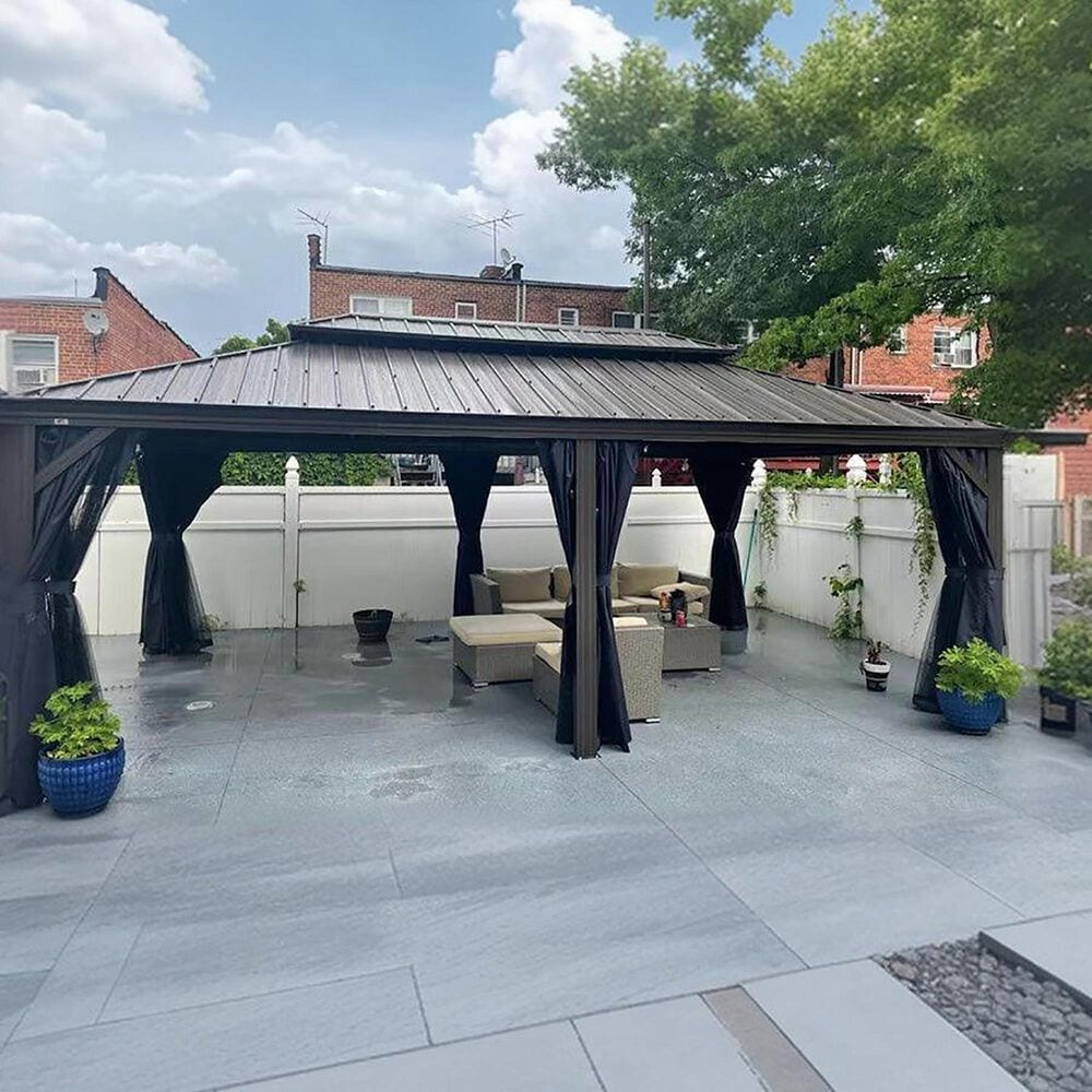 HOMLUX 12' x 24' Hardtop gazebo with double roof in Bronze, , large