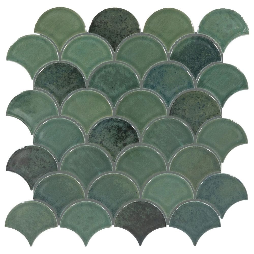 Dal-Tile Miramo Reef 3" Fan Undulated on 13.25" x 12.75" Ceramic Mosaic Sheet, , large
