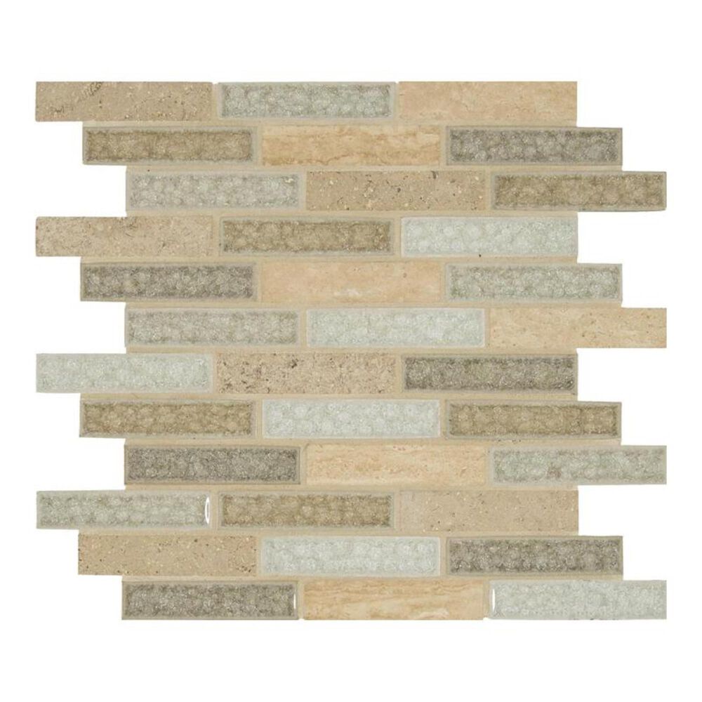MS International Crystal Vista 12" x 12" Glass and Stone Mix Mosaic Sheet, , large