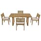 Hearth and Haven 5-Piece Outdoor Wooden Dining Set with U-Leg Table and Cushioned Chairs in Beige, , large