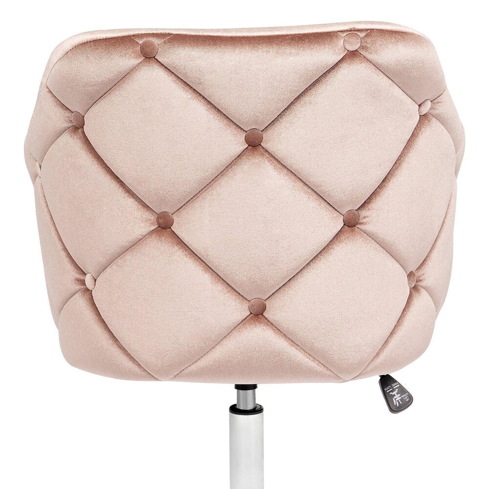 Impressions Vanity Pearl Tufted Vanity Chair with Pink Cushion in Silver, , large