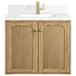 James Martin Vanities Laurent 30" Single Bathroom Vanity in Light Natural Oak with Single Hole 3 cm White Zeus Quartz Top and Rectangular Sink, , large