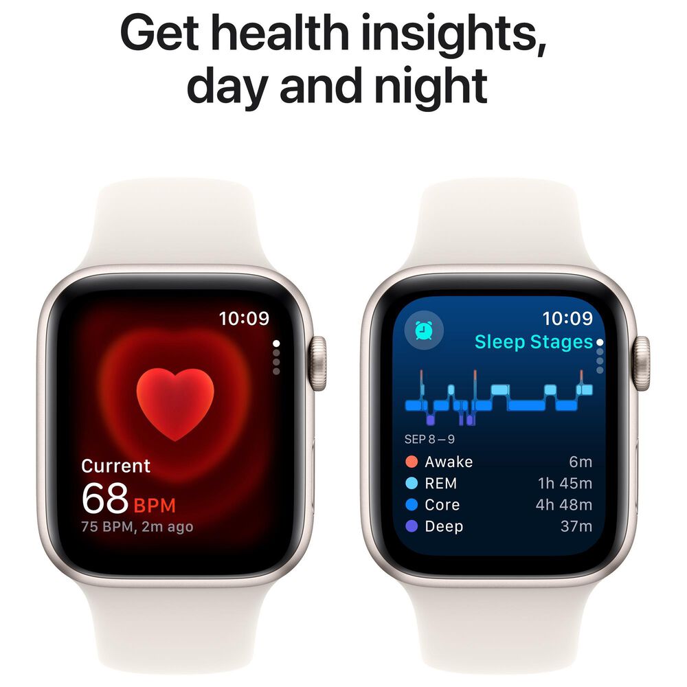 Apple Watch SE GPS 44mm Starlight Aluminum Case with Starlight Sport Band - S/M, , large