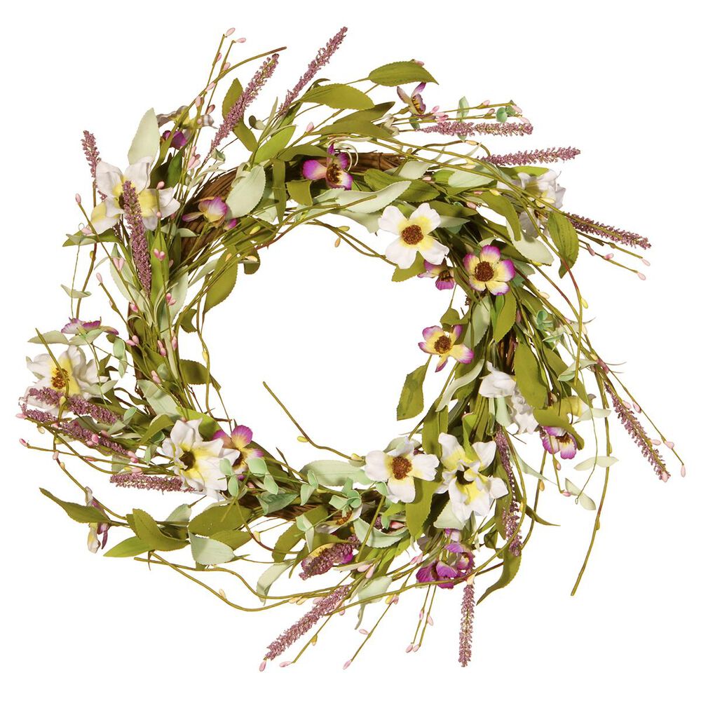 National Tree 22" Purple & White Spring Wreath, , large