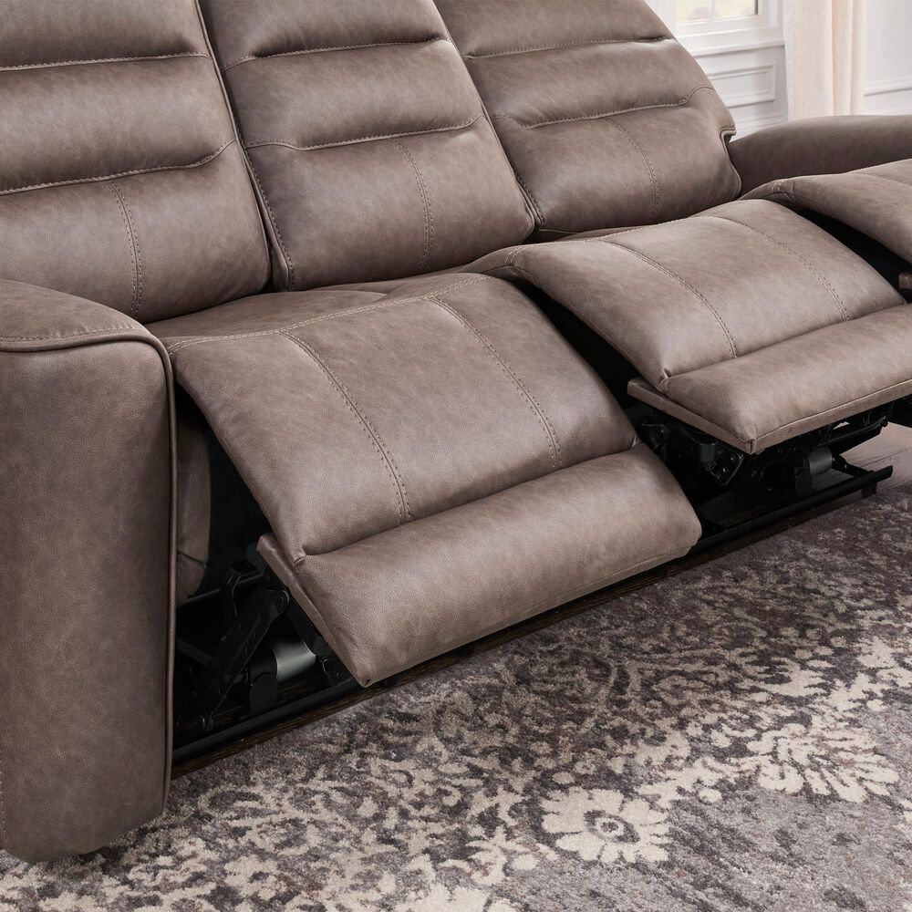 Simeon Collection Lawson Power Reclining Zero Gravity Sofa with Drop Down Table in Sydney Brunette, , large