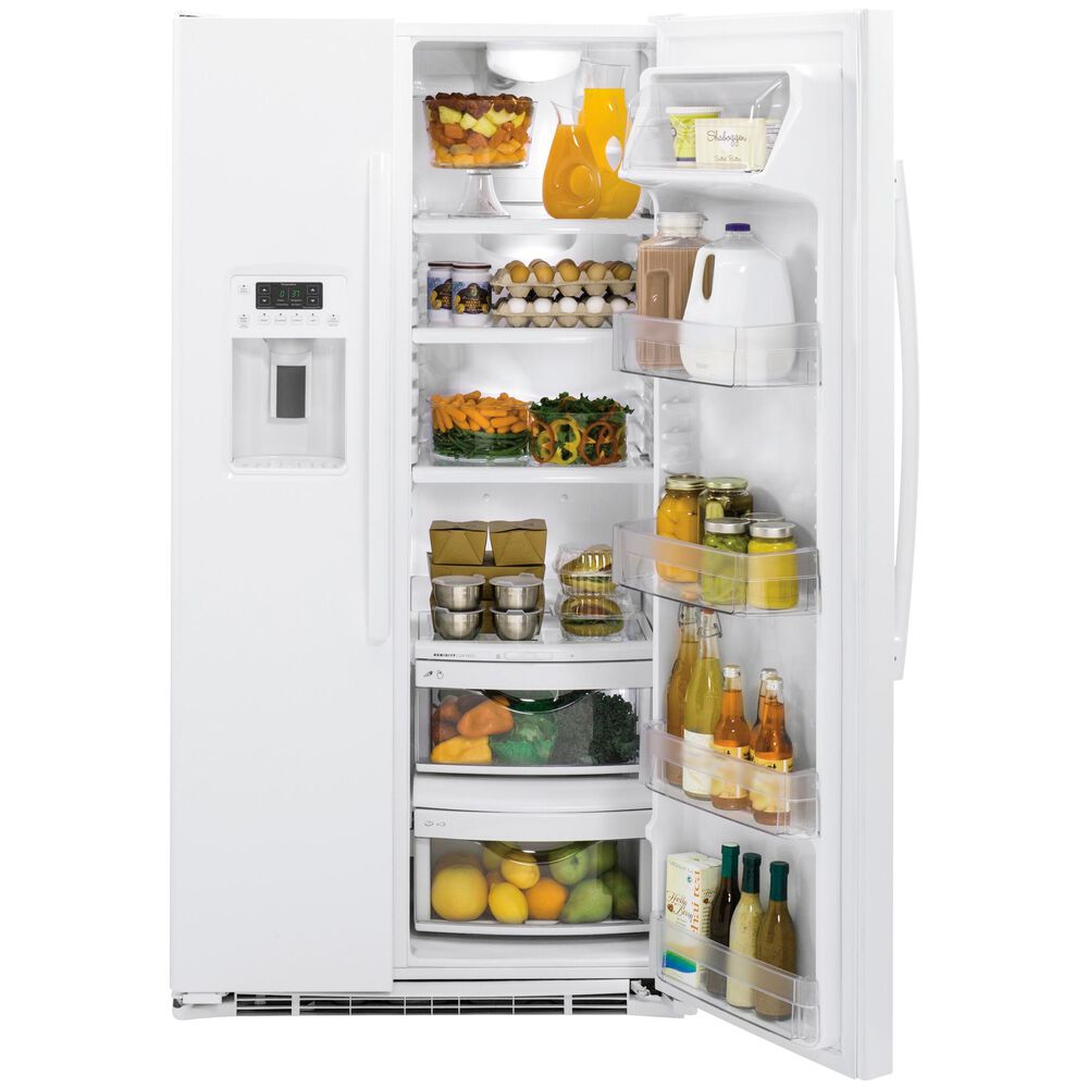 GE Appliances 21.9 Cu. Ft. Counter-Depth Side by Side Refrigerator in White, , large