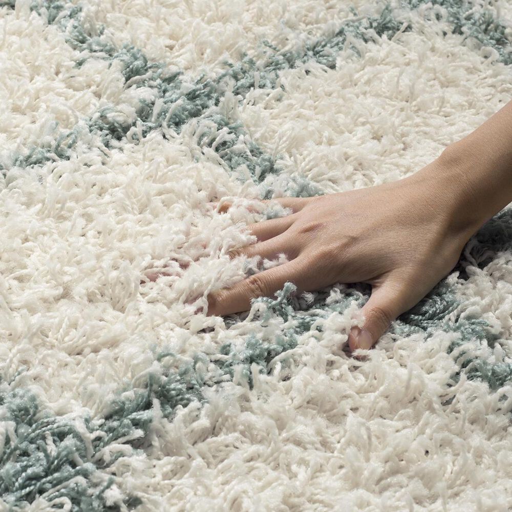 Safavieh Dallas Shag SGD258J-5 5&#39;1&quot; x 7&#39;6&quot; Ivory/Seafoam Area Rug, , large