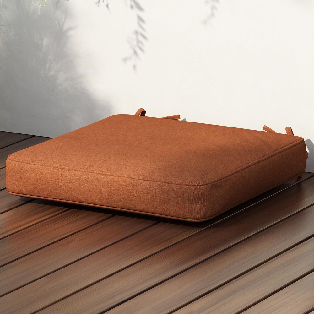 Hearth and Haven Noah19" x 19" Outdoor Dining Chair Cushion with Water-Repellent Fabric and Secure Ties in Orange, , large