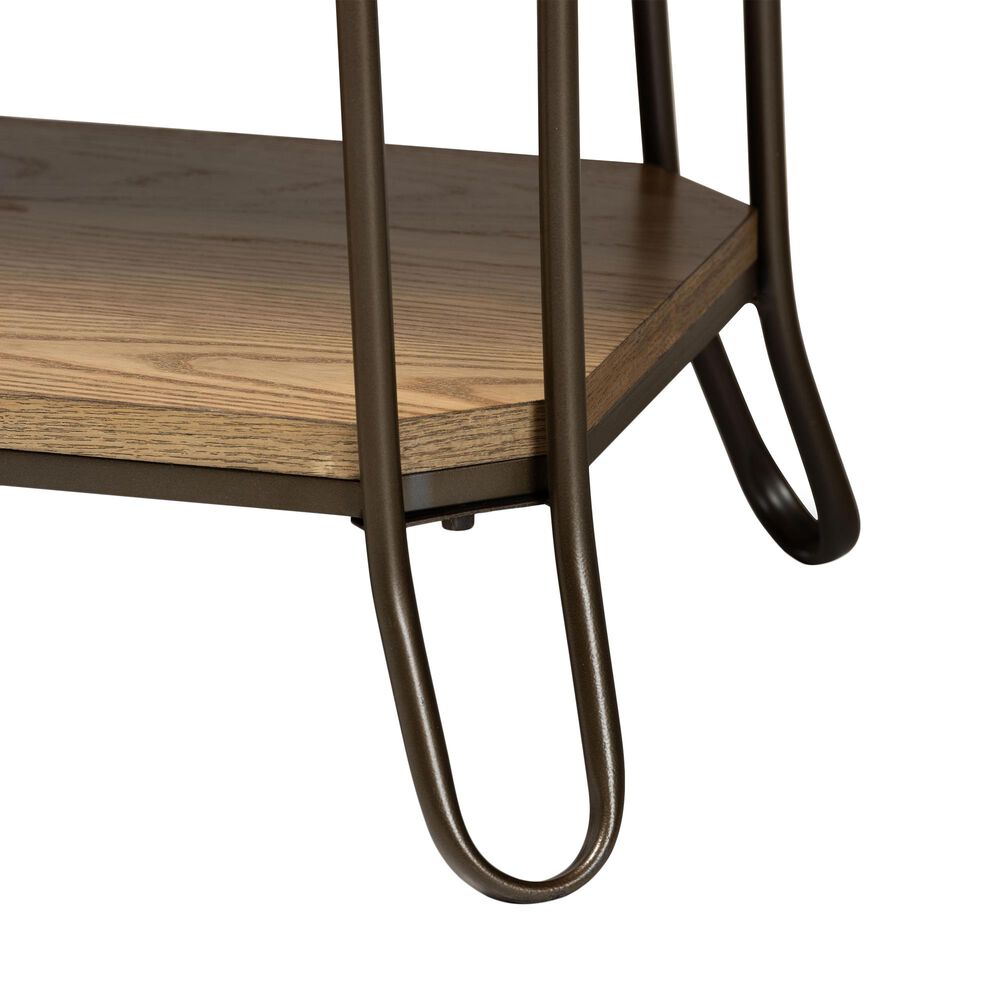 Baxton Studio Kellyn 3-Drawer Console Table in Oak Brown/Black, , large