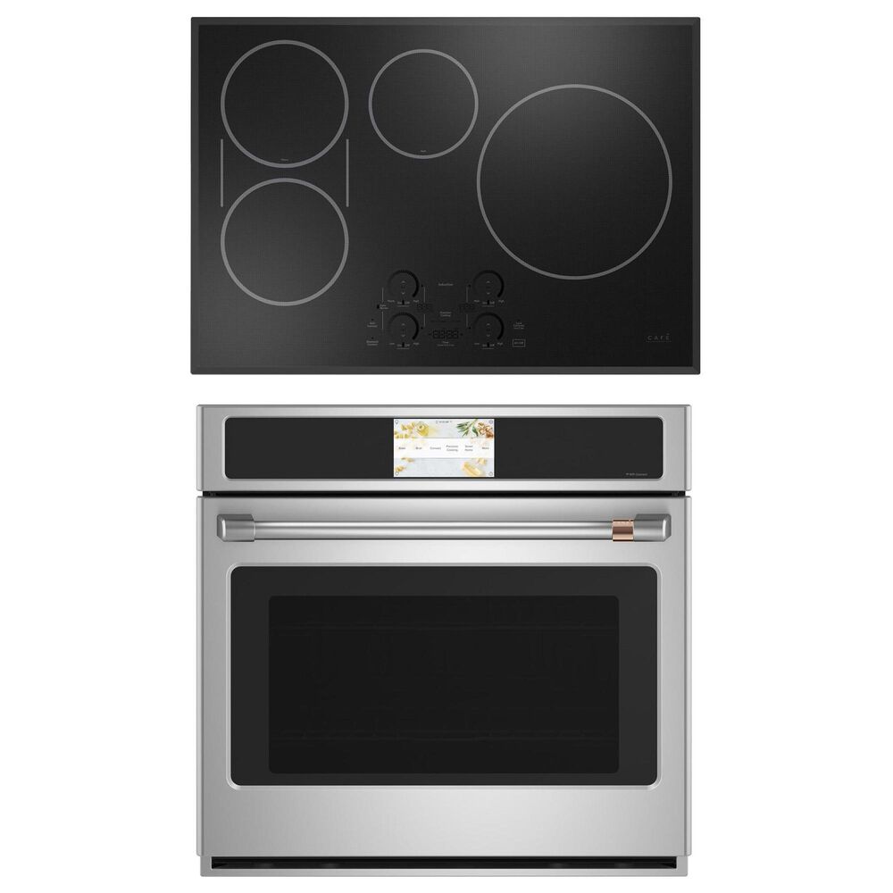Cafe 2-Piece Kitchen Package with Stainless Steel 30" Smart Built-In Convection Single Wall Oven and Black 30" Touch Control Induction Cooktop, , large