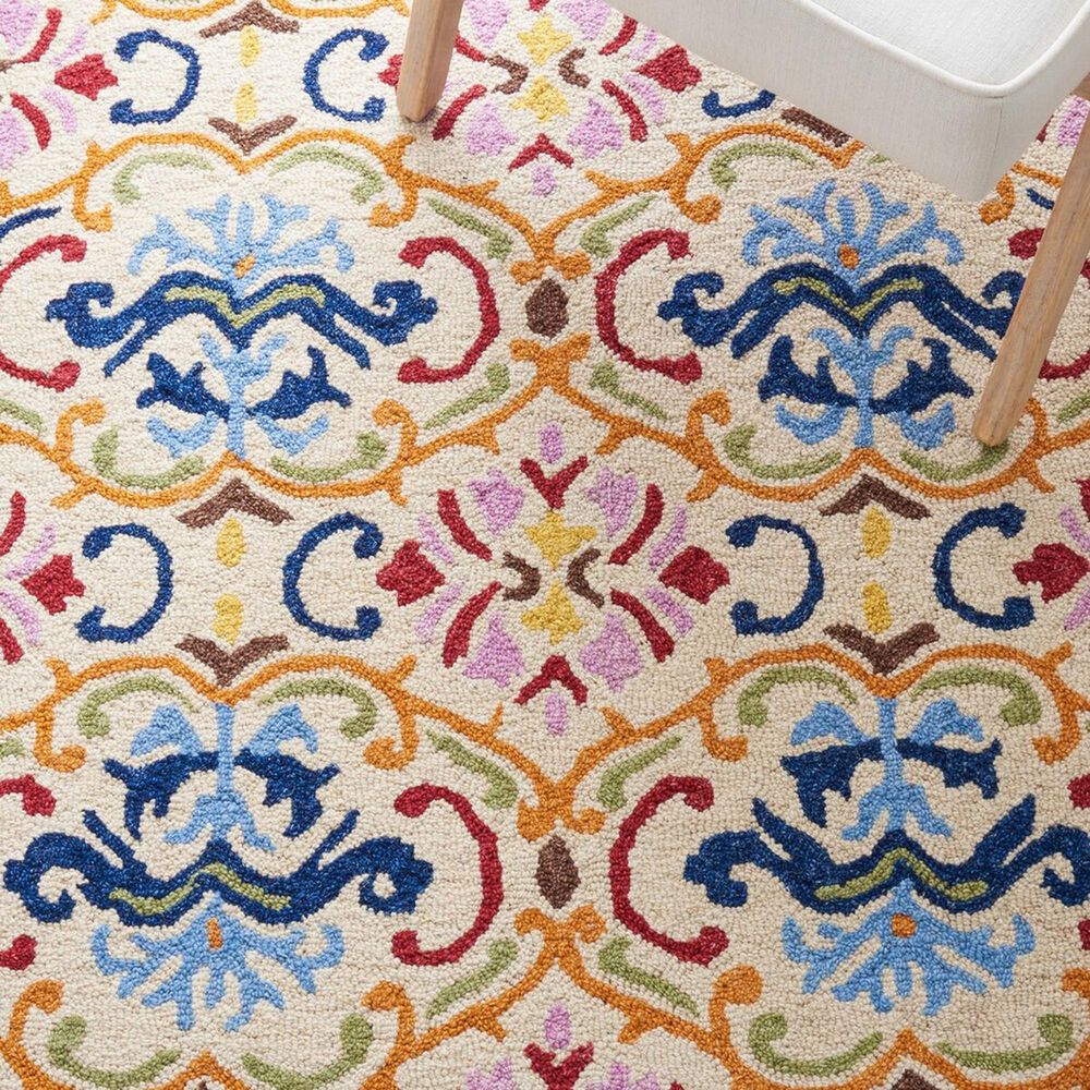 Safavieh Micro-Loop 5&#39; Square Beige and Blue Area Rug, , large