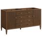 James Martin Vanities Myrrin 60" Double Vanity in Mid Century Walnut with 3 cm Arctic Fall Solid Surface Top, , large