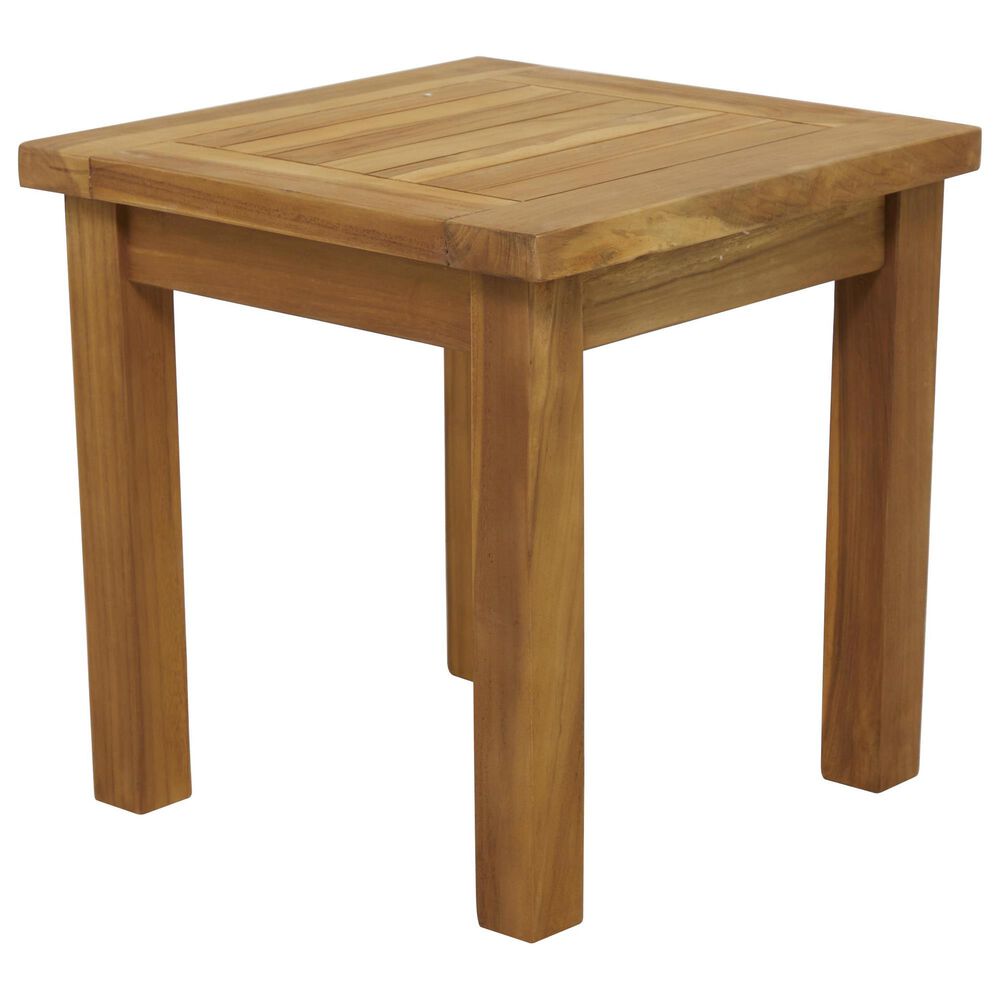 Maple and Jade Outdoor End Table in Oiled Brown, , large