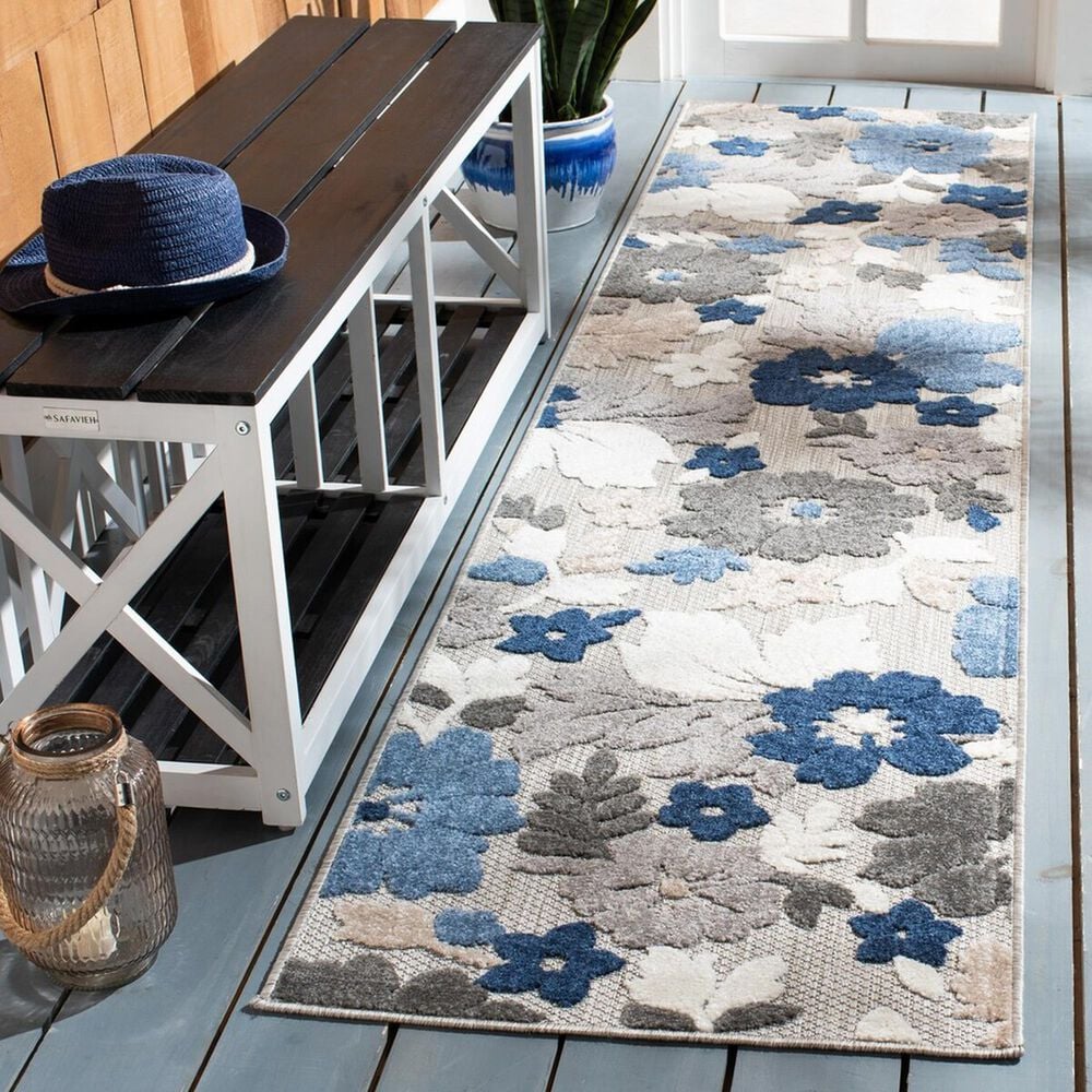 Safavieh Cabana CBN308F 2&#39;2&quot; x 11&#39; Grey and Blue Indoor/Outdoor Performance Runner, , large