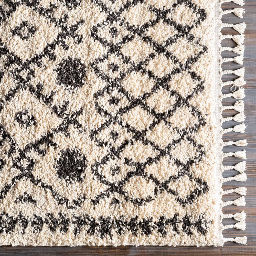 Surya Berber Shag BBE2302 7&#39;10&quot; x 10&#39;2&quot; Charcoal and Light Beige Area Rug, , large