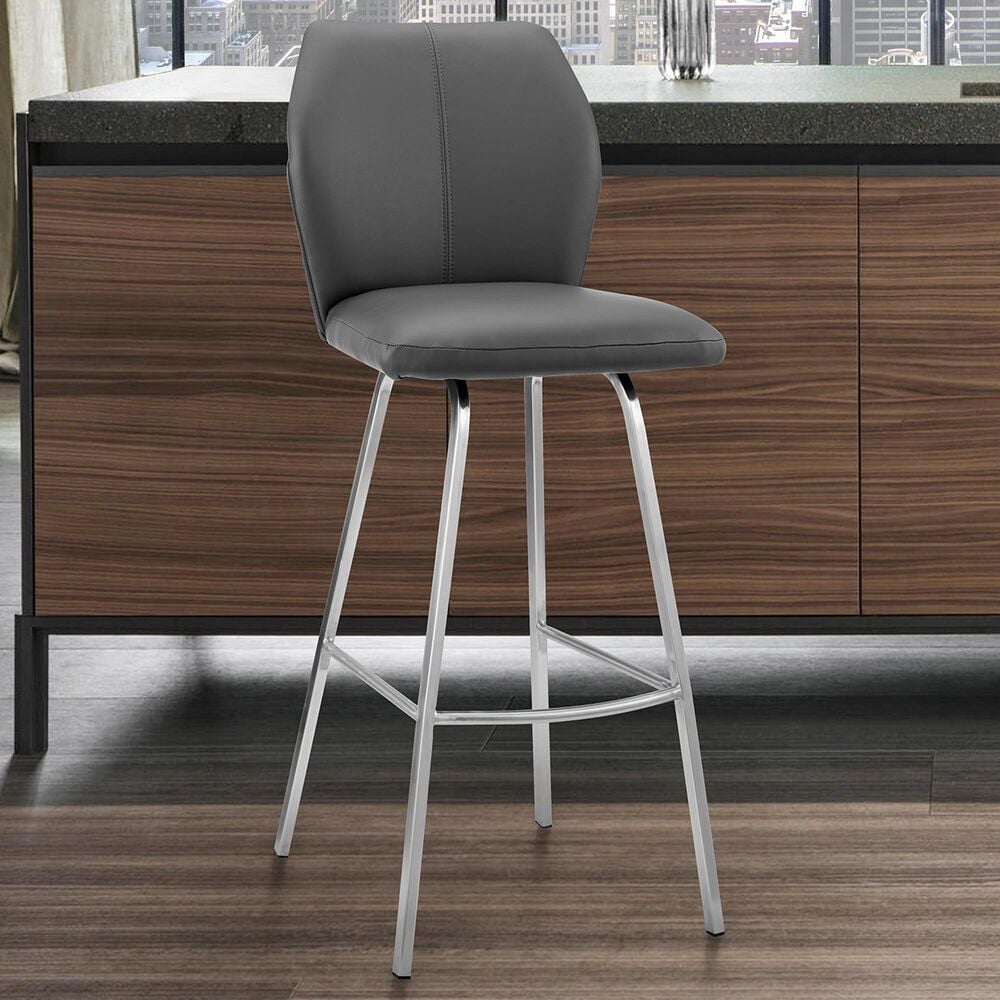 Blue River Tandy 30&quot; Barstool in Gray and Stainless Steel, , large