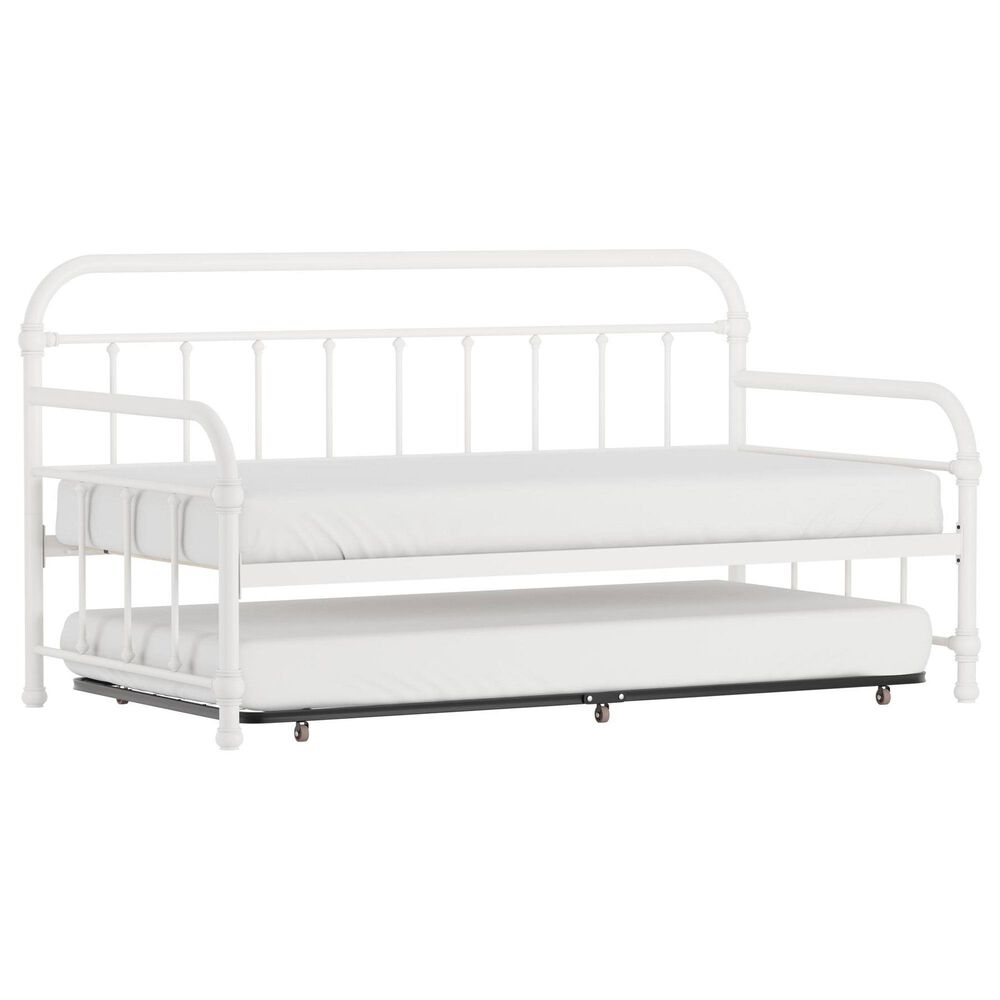 Richlands Furniture Twin Metal Slat Daybed and Trundle in White, , large