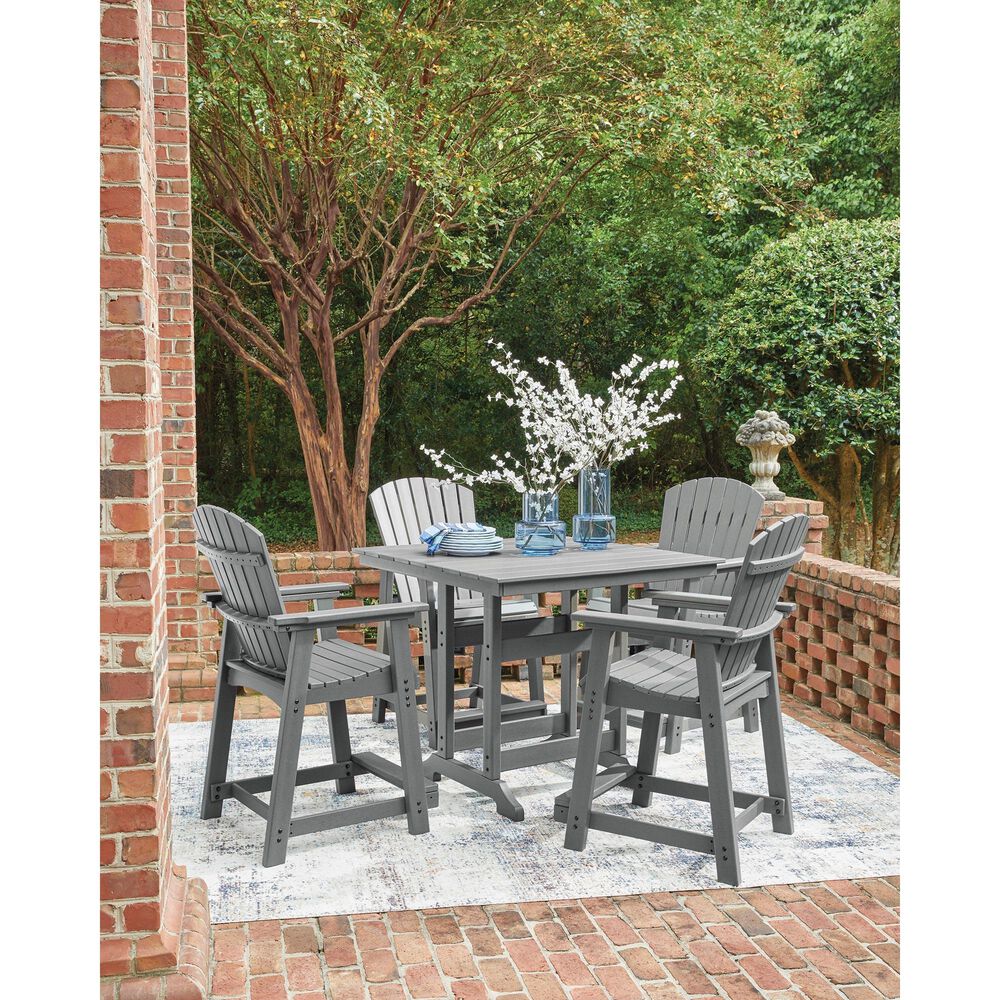 Ashley Sanctuary Beach Outdoor Counter Height Table with Umbrella Option in Dark Gray - Table Only, , large