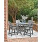 Ashley Sanctuary Beach Outdoor Counter Height Table with Umbrella Option in Dark Gray - Table Only, , large