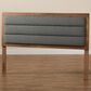 Baxton Studio Dexter King Panel Headboard with Dark Grey Fabric in Walnut Brown, , large