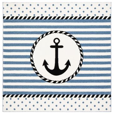 Safavieh Carousel 4" Square Ivory and Navy Kids  Area Rug, , large