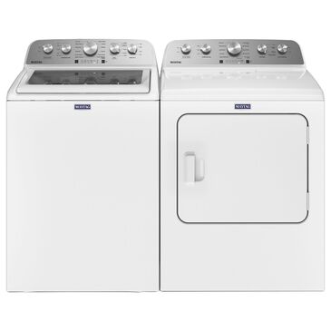 Maytag 4.8 cu ft Top Loading Impeller Washer with Extra Power and 7.0 cu ft Electric Dryer with Steam in White, , large